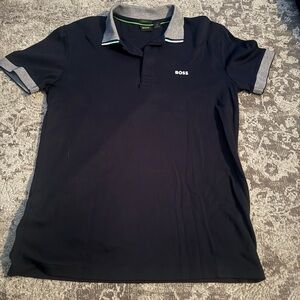 hugo BOSS Men's Navy Polo Shirt with Contrast Collar